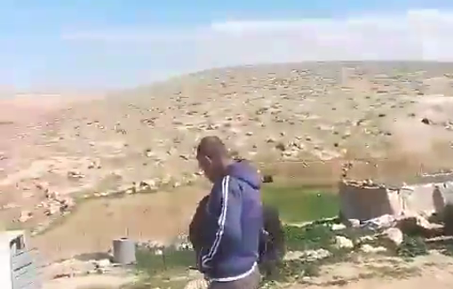 Thumbnail preview image for the video titled: An Israeli settler provoking a Palestinian citizen in the hamlet of Al-Markaz, in Masafer Yatta