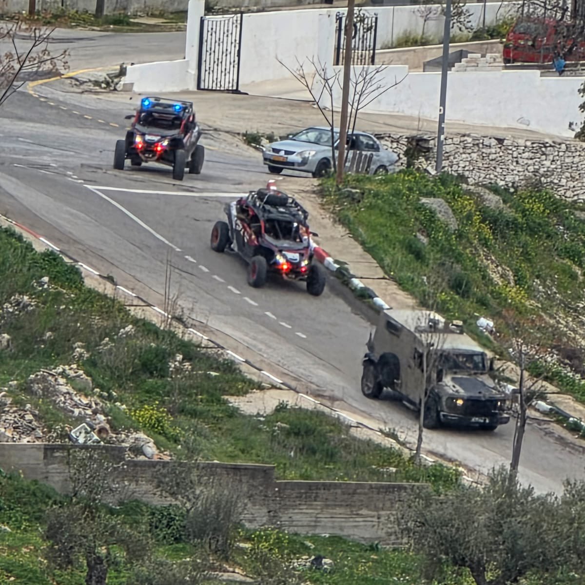 Thumbnail preview image for the video titled: Israeli settlers during their attack on the Christian village of Taybeh, riding several ATV vehicles