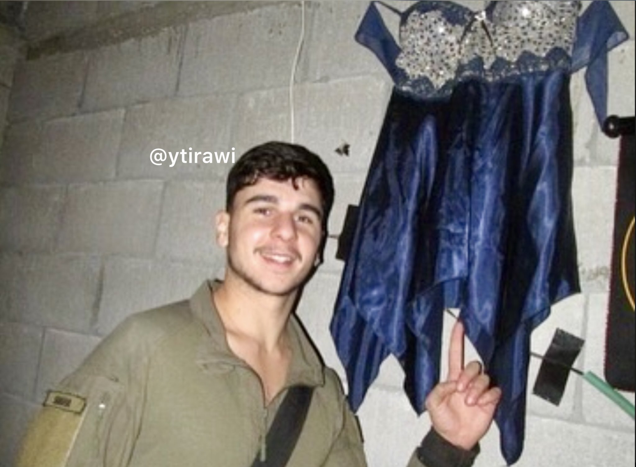Thumbnail preview image for the video titled: Israeli sergeant from the 890th Paratroopers Battalion displaying Palestinian women's lingerie