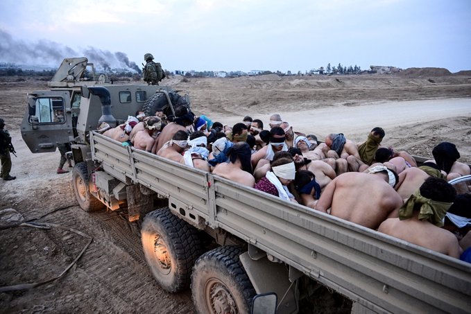 Thumbnail preview image for the video titled: Israel’s military continues to abducte Gazans after stripping them off their clothes in humiliating scenes
