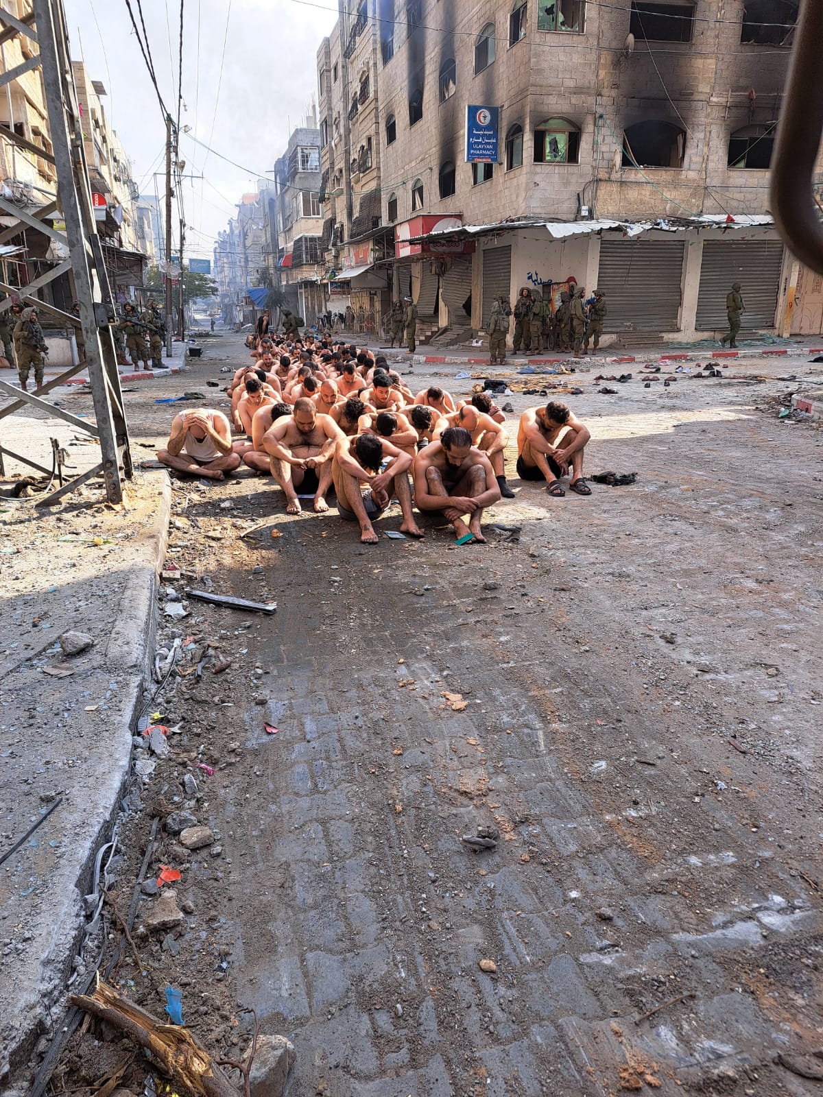 Thumbnail preview image for the video titled: Mass abduction and humiliation of civilian Palestinian men in Beit Lahia by Israeli troops