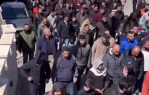 Thumbnail preview image for the video titled: The funeral of three Palestinians killed by Israeli settlers' gunfire and army's tear gas in Abu Falah