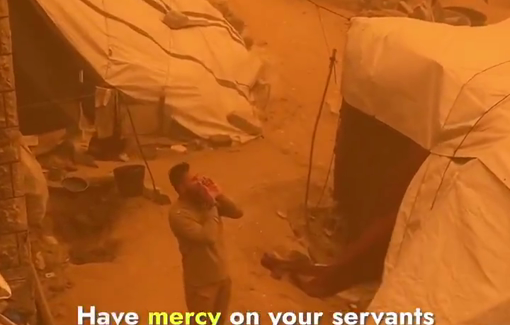 Thumbnail preview image for the video titled: Thick sand dust fills the air as children, the elderly, and the sick struggle to breathe amid the storm.