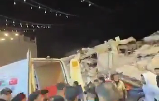 Thumbnail preview image for the video titled: An Israeli strike targeted a residential apartment in the Al-Taj Home 1 building, part of the Al-Taj restaurant complex, causing panic