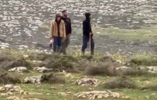 Thumbnail preview image for the video titled: In Khirbet al-Marajam, settlers, including an armed one, are there to oversee the demolition of Palestinian homes
