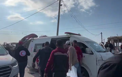 Thumbnail preview image for the video titled: Aftermath of the Israeli strike on the police vehicle in Central Gaza