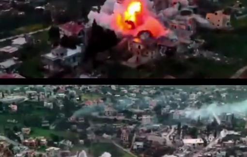 Thumbnail preview image for the video titled: Large-scale demolition operations are being carried out by Israeli forces in southern Lebanon similar to what happened in Gaza.