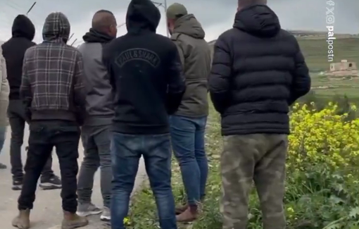 Thumbnail preview image for the video titled: Palestinian youths confront attempts by Israeli settlers to establish a new settlement outpost in Beit Imrin, north of Nablus