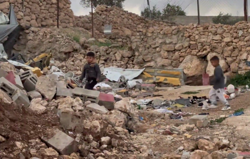 Thumbnail preview image for the video titled: In Khirbet al-Marajem, Mohammad and Linda are now living next to the ruins of their home after it was demolished by the Israeli army
