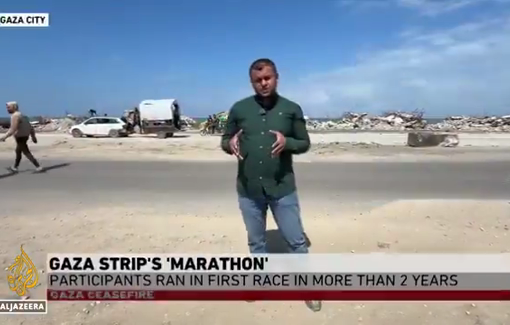 Thumbnail preview image for the video titled: More than 200 runners participated, taking to the streets of Gaza to reclaim a sense of everyday life