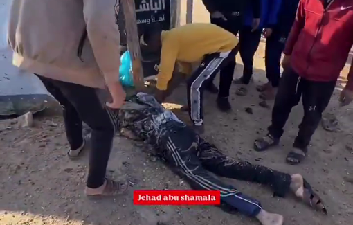 Thumbnail preview image for the video titled: Palestinian killed by Israeli airstrike adjacent to displacement tents