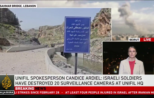 Thumbnail preview image for the video titled: The Israeli military intentionally destroyed all the security cameras at the UN Peacekeeper headquarters in Lebanon