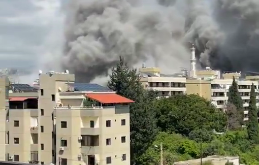 Thumbnail preview image for the video titled: Israel carried out hundreds of simultaneous carpet bombings throughout Lebanon massacring hundreds of civilians