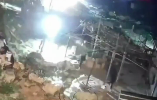 Thumbnail preview image for the video titled: In the middle of the night, soldiers and settlers in uniform raided Kharaba, tried to steal livestock, and beat a young man in the head and chest