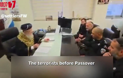 Thumbnail preview image for the video titled: Rabbi David Yossef meets with IPS chief commissioner Kobi Yaakobi to ensure Palestinian detainees are denied non-Kosher food during Passover