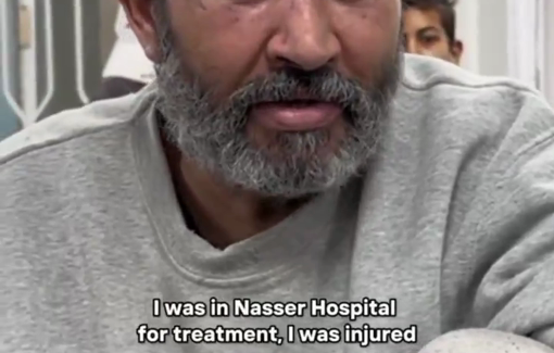 Thumbnail preview image for the video titled: Palestinian prisoner abducted by the Israeli army from Nasser Hospital in Khan Yunis, describes the torture he experienced