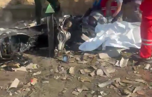 Thumbnail preview image for the video titled: An Israeli drone strike hit a gathering in a condolence center in Zabadin (South Lebanon)