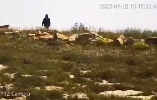 Thumbnail preview image for the video titled: Israeli settlers set a tent on Palestinian farmers' lands in the Wadi al-Rakhim in order to establish a new illegal settlement