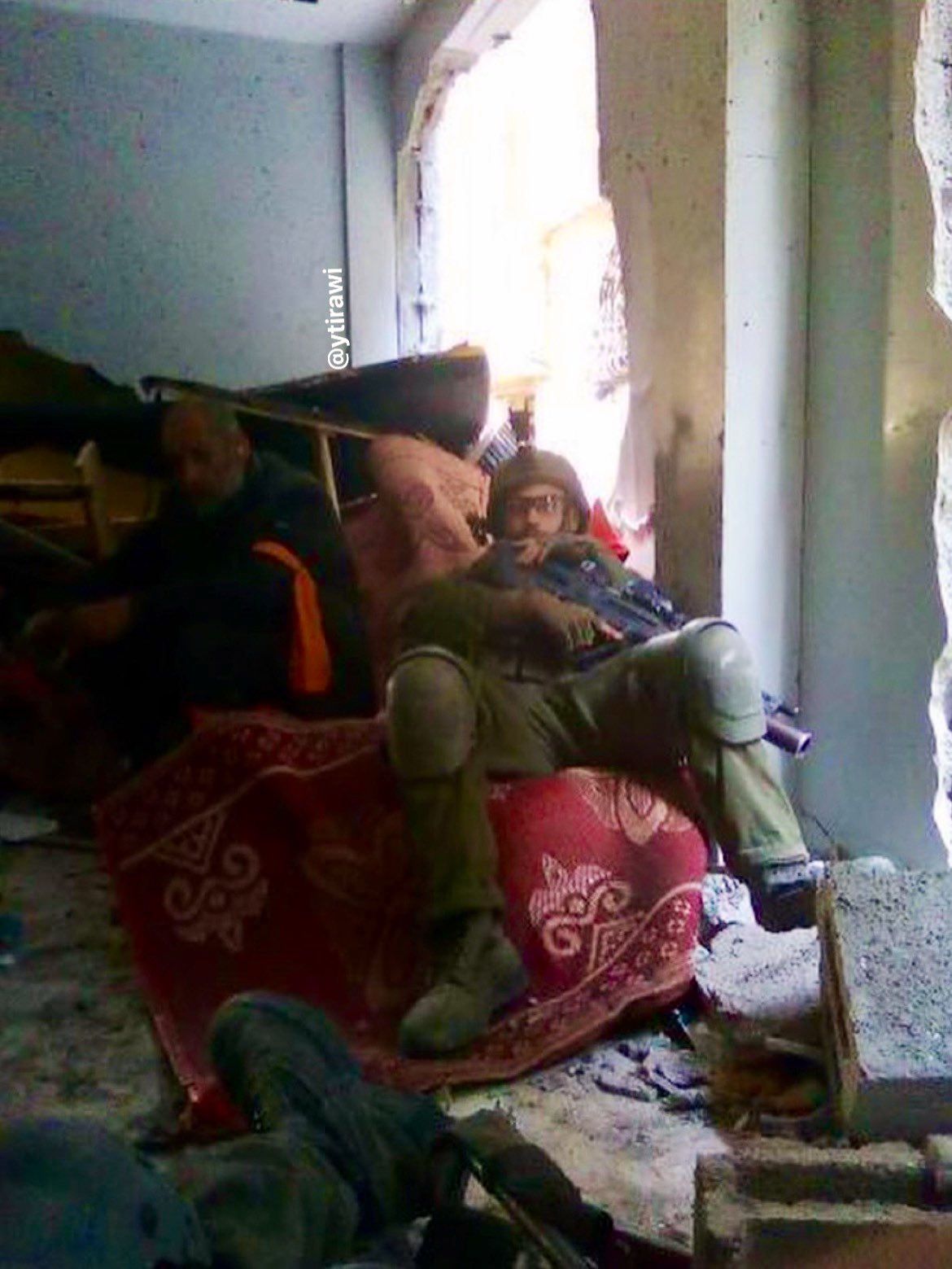 Thumbnail preview image for the video titled: In Rafah, an elderly man appears to be detained as a human shield by IDF