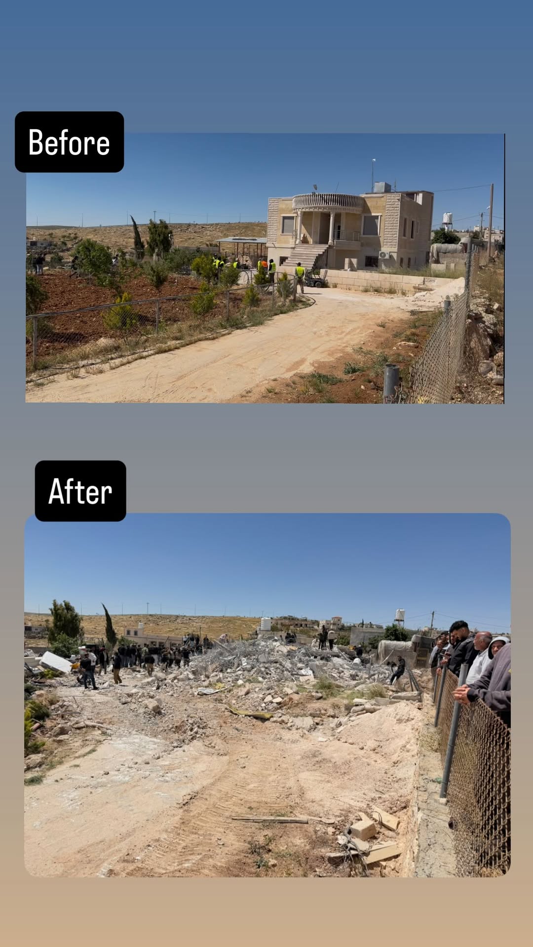 Thumbnail preview image for the video titled: In Dirat, Masafer Yatta, Israeli forces demolished a home and made an entire family homeless