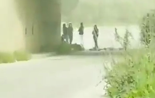 Thumbnail preview image for the video titled: Israeli settler militias block the road between the villages of Madama and Burin in the district of Nablus