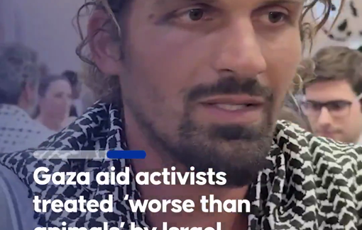 Thumbnail preview image for the video titled: Israeli forces fired projectiles at boats, beat passengers, forced detainees into stress positions, injected some, and denied adequate medical support