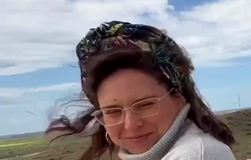 Thumbnail preview image for the video titled: Israeli settlers expressing joy as they watch the destruction in Gaza through binoculars from a border observation deck