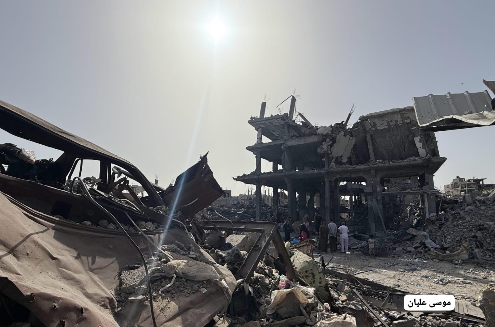 Thumbnail preview image for the video titled: Residential block destroyed by Israeli bombing of Al-Faluja area