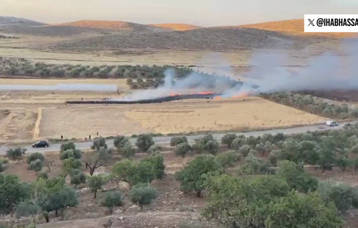 Thumbnail preview image for the video titled: Israeli settlers attacked the village of Al-Mughayyir in the West Bank, setting fields on fire