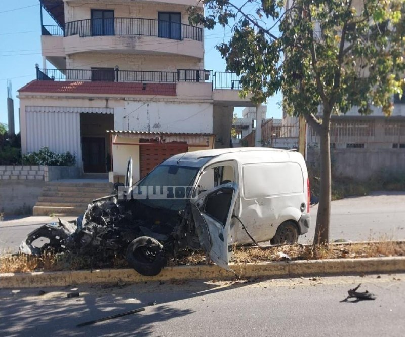 Thumbnail preview image for the video titled: Israeli drone struck and damaged a vehicle in Deir el Zahrani, claiming targeted assassination