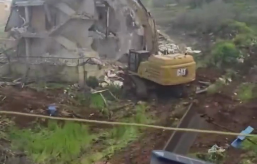 Thumbnail preview image for the video titled: Israeli soldiers posted footage today of the uninterrupted demolition of displaced Lebanese homes