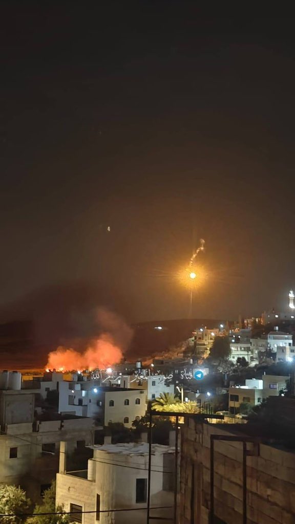 Thumbnail preview image for the video titled: Israeli forces fire flares over of Al-Mughayyir village