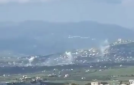 Thumbnail preview image for the video titled: Israel is dropping white phosphorus on civilian areas in Deir Seryan, South Lebanon — burning homes and agricultural land