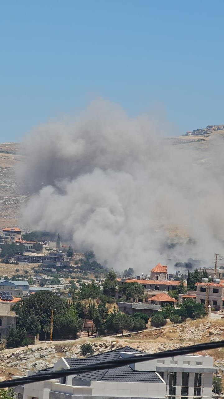 Thumbnail preview image for the video titled: Sohmor, west Beqaa, was attacked with Israeli drone strikes and warplanes