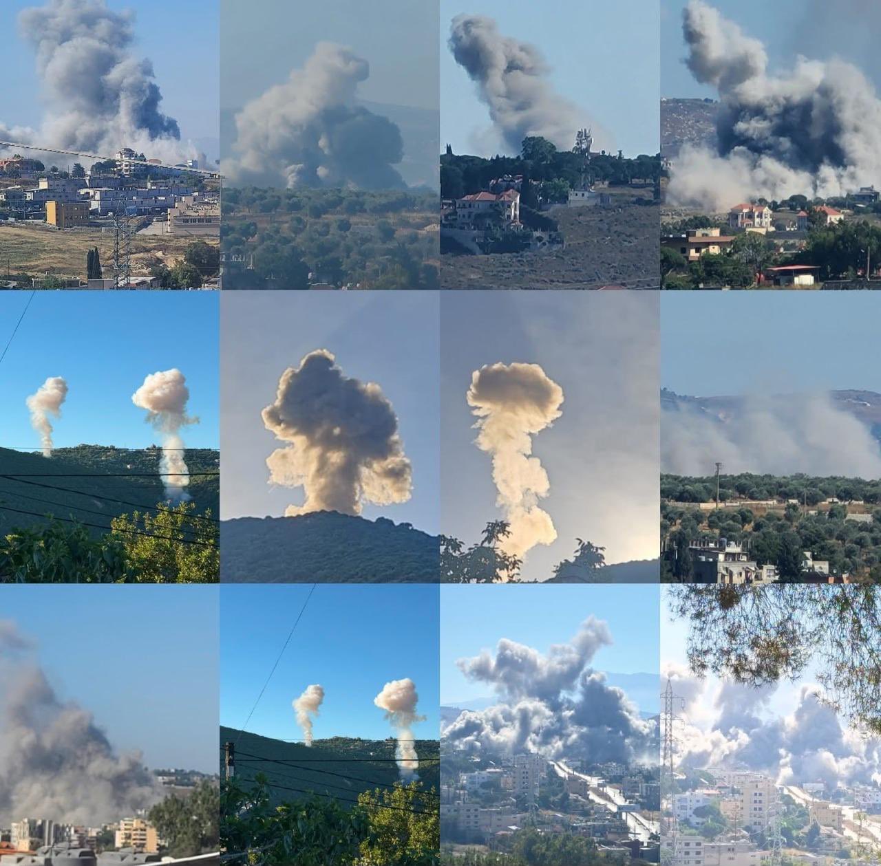 Thumbnail preview image for the video titled: Montage of Israeli airstrikes on Nabatieh province