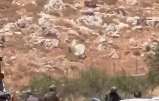 Thumbnail preview image for the video titled: Israeli forces abuse of young Palestinians in the entrance of Al-Mughayyir
