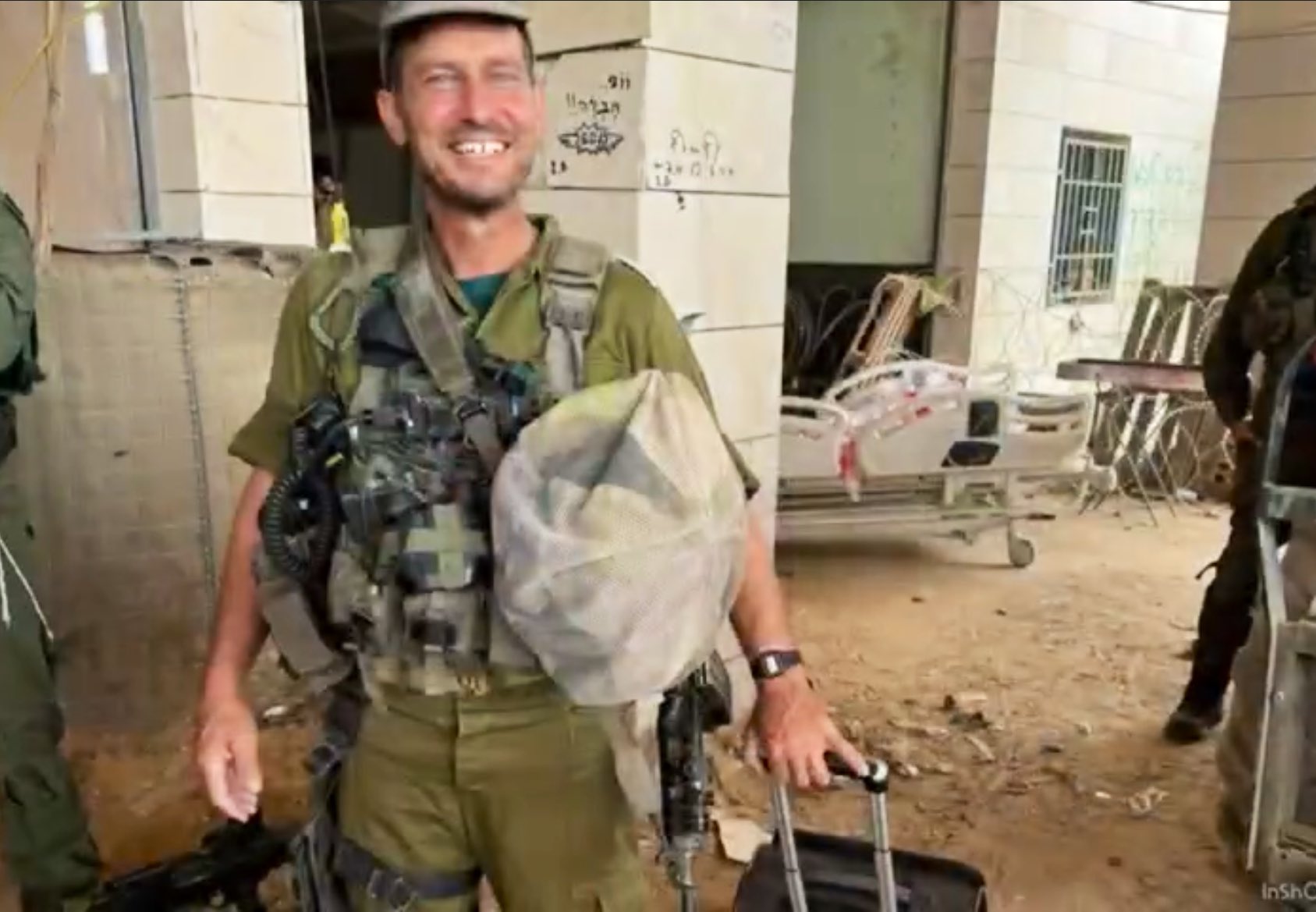 Thumbnail preview image for the video titled: IDF soldiers use Gaza's only cancer hospital as military base