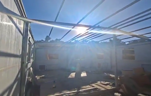 Thumbnail preview image for the video titled: Israeli settlers tore apart a roof of a Palestinian building near Taibe