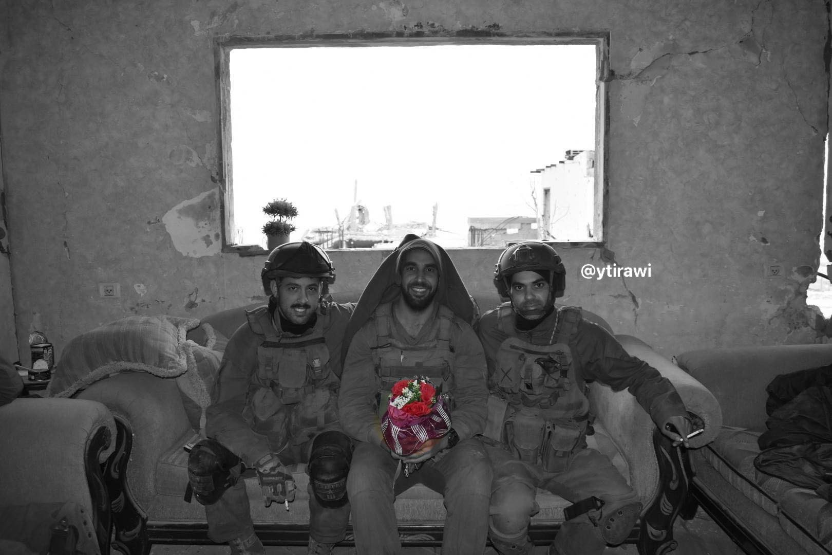 Thumbnail preview image for the video titled: Israeli soldiers playing wedding couple in a damaged Palestinian home in Gaza