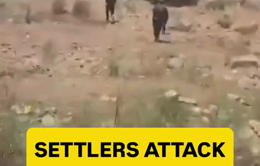 Thumbnail preview image for the video titled: Israeli forces and settlers storming the village of Umm Safa, confronting the residents