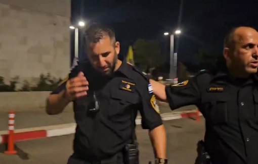 Thumbnail preview image for the video titled: The pro-rape rioters injured an Israeli cop that try to disperse the crowd outside Beit Lid's detention facility