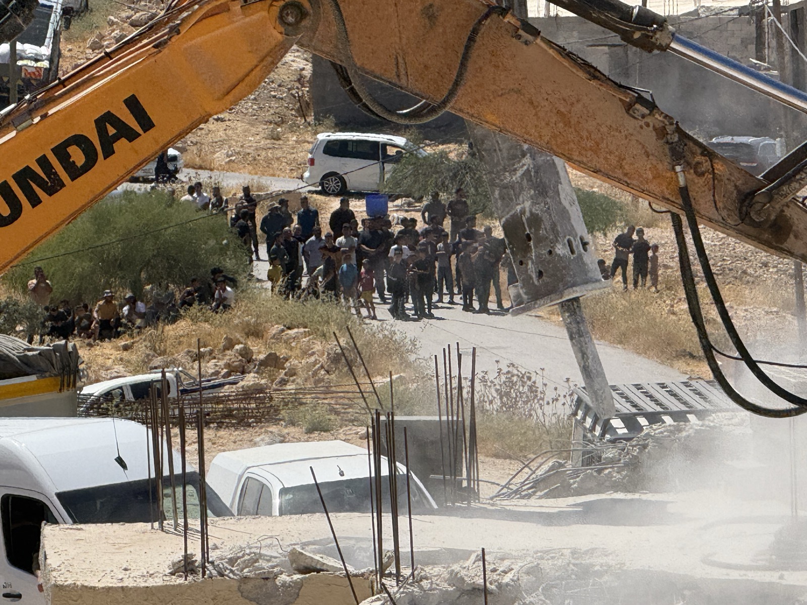 Thumbnail preview image for the video titled: Israeli forces raided this morning the Ad-Deirat area, east of Yatta, where they destroyed a large family home