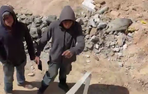 Thumbnail preview image for the video titled: Young illegal settlers invading and terrorizing the concrete factory of Taybeh