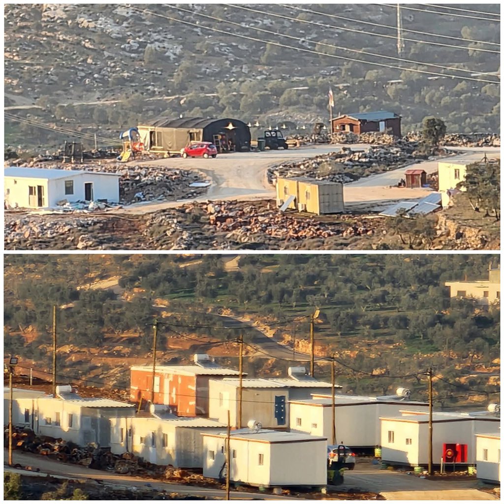 Thumbnail preview image for the video titled: Israeli settlers add mobile homes to an outpost established on Jabal Qarqafa