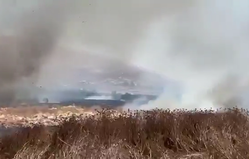 Thumbnail preview image for the video titled: A large fire has engulfed the lands of the Beit Furik plain, during a settler attack