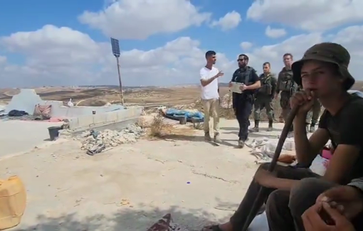 Thumbnail preview image for the video titled: Ynon Levi took the IDF & Police on a tour of Zanuta to show what he claimed to be ‘illegal construction’ by the villagers