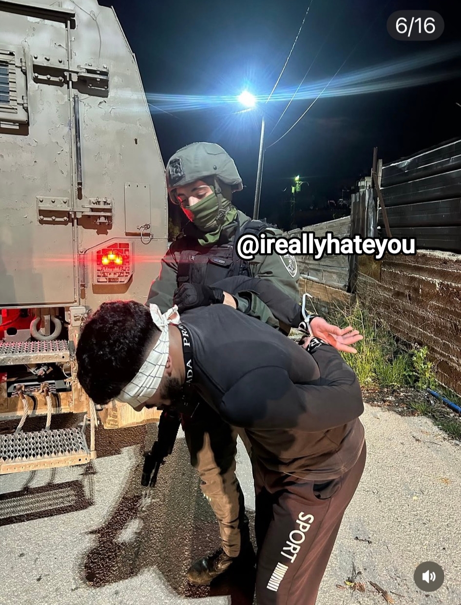 Thumbnail preview image for the video titled: Female IDF soldier taking selfies with Palestinian hostage to post on social media