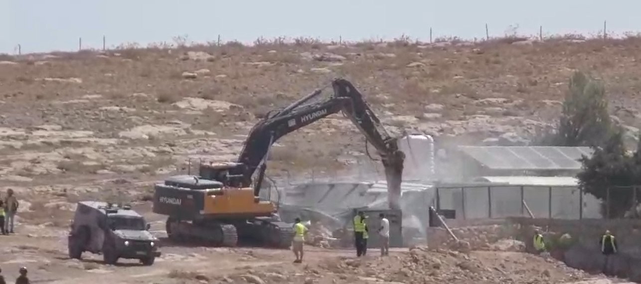 Thumbnail preview image for the video titled: Israeli forces partially demolishing a school (teachers' room and administration room) in Shaab al-Butum