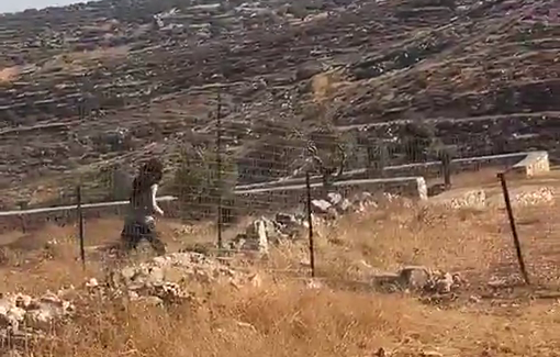 Thumbnail preview image for the video titled: Settlers are currently attacking several homes in Taybeh
