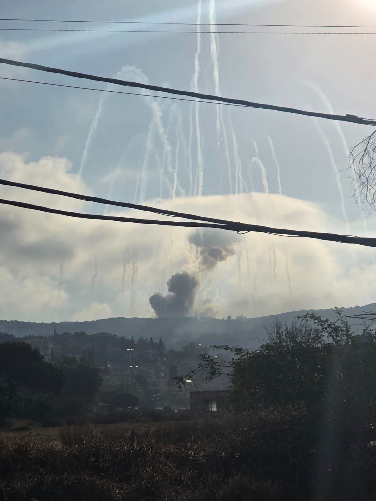 Thumbnail preview image for the video titled: Israeli forces attacked Aali at-Taher hill in South Lebanon with white phosphorus
